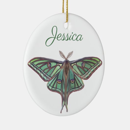 Licht groen Spaans Moon Moth Realistisch schildere Keramisch Ornament (Rechts)