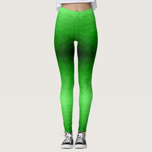 Licht groen verloop geometrisch gaas helder patroo leggings (Voorkant)