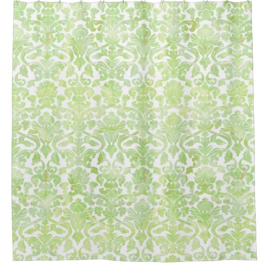 Licht groen Waterverf Damask Showgordijn Douchegordijn (Voorkant)