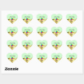 Licht Groen Wavy Goud met Logo Monogram Dank U Hart Sticker (Vel)