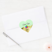 Licht Groen Wavy Goud met Logo Monogram Dank U Hart Sticker (Envelop)