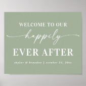 Licht groen welkom in ons, gelukkig, altijd na het poster (Voorkant)