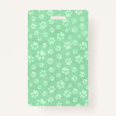 Licht Groen & Wit Dierenpootafdruk Monogram Badge (Achterkant)