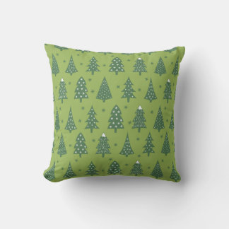 Licht groen wit feestelijke kerstboom patroon kussen