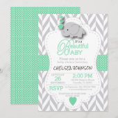 Licht groen, wit grijs Baby shower Kaart (Voorkant / Achterkant)