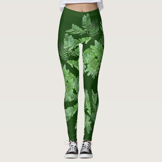 Licht groene bladeren leggings (Voorkant)