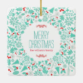 Licht-groene kerstmis met prettige kerst keramisch ornament (Achterkant)