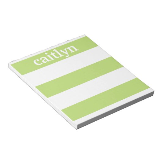 Licht Groene Rugby Stripes Gepersonaliseerd Notitieblok (Schuin)