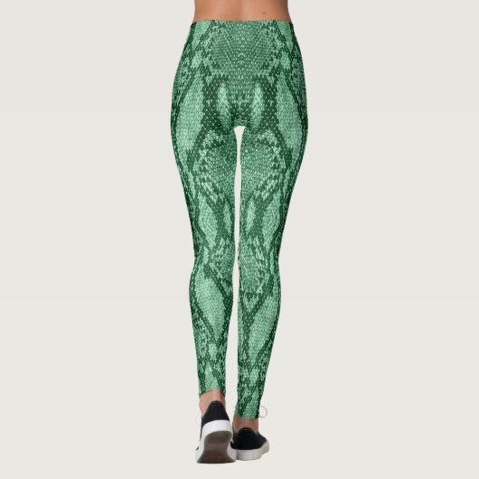 Licht groene slang huidafdruk leggings (Achterkant)