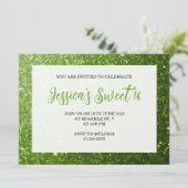 Licht groene sparkles Sweet 16 elegant script Kaart (Staand voorkant)