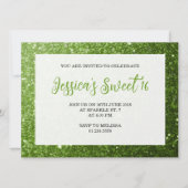 Licht groene sparkles Sweet 16 elegant script Kaart (Voorkant)