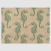 Licht groene zeepaardjes op Tan-decoupage Tissuepapier (Voorkant)