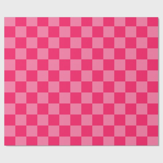 Licht Heet Roze Checker Patroon Wrapping Papier (Vlak)