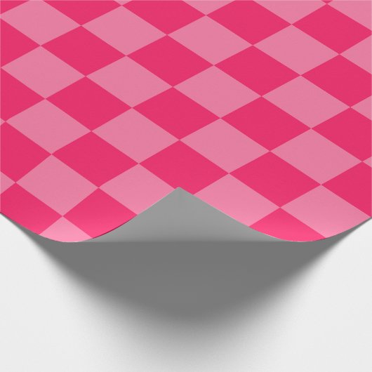 Licht Heet Roze Checker Patroon Wrapping Papier (Hoek)