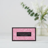 Licht Heet Roze Glitter Print Zwart Accent Visitekaartje (Staand voorkant)