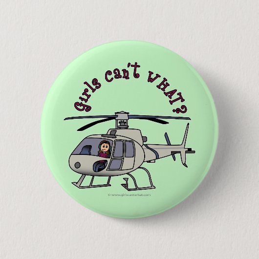Licht helikopter Pilot Girl Ronde Button 5,7 Cm (Voorkant)