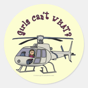Licht helikopter Pilot Girl Ronde Sticker