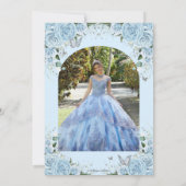Licht hemelsblauw Bloemzoet 16 Quinceañera Foto Save The Date (Achterkant)