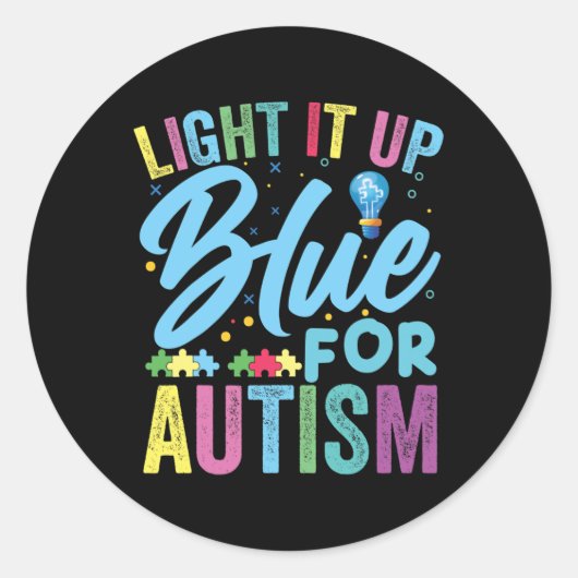 Licht het Blauwe Autisme Bewustheid 1 op Ronde Sticker (Voorkant)