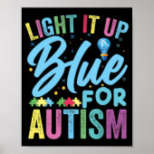Licht het Blauwe Autisme Bewustheid T-Shirt92 op Poster (Voorkant)