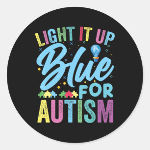 Licht het Blauwe Autisme Bewustheid T-Shirt92 op Ronde Sticker