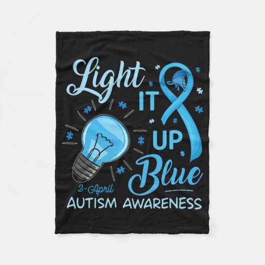 Licht het blauwe autisme bewustzijn op Puzzle Mann Fleece Deken (Voorkant)