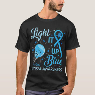 Licht het blauwe autisme bewustzijn op Puzzle Mann T-shirt