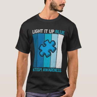 Licht het blauwe autisme bewustzijn op Puzzle T-shirt