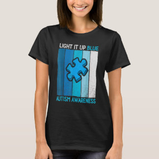 Licht het blauwe autisme bewustzijn Puzzle  R T-shirt