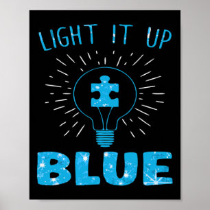 Licht het blauwe autisme in het oog poster