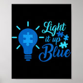 Licht het blauwe autisme in het oog poster (Voorkant)