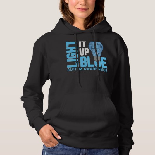 Licht het blauwe autisme in het oog Pozzle Piece R Hoodie (Voorkant)