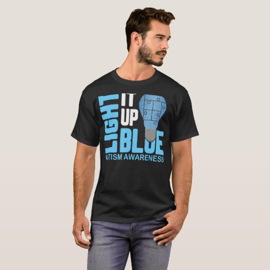 Licht het blauwe autisme in het oog Pozzle Piece R T-shirt (Voorkant volledig)