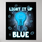 Licht het blauwe autisme Shirt op dat ik blauw voo Poster (Voorkant)