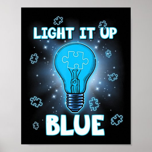 Licht het blauwe autisme Shirt op dat ik blauw voo Poster (Voorkant)
