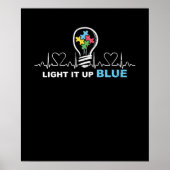 Licht het blauwe bewustzijn van autisme op poster (Voorkant)