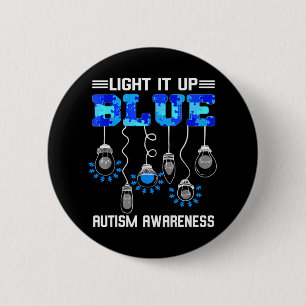 Licht het blauwe bewustzijn van autisme op ronde button 5,7 cm