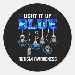 Licht het blauwe bewustzijn van autisme op ronde sticker