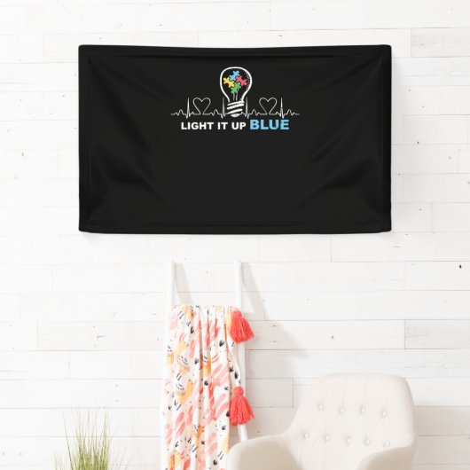 Licht het blauwe bewustzijn van autisme op spandoek (Insitu)