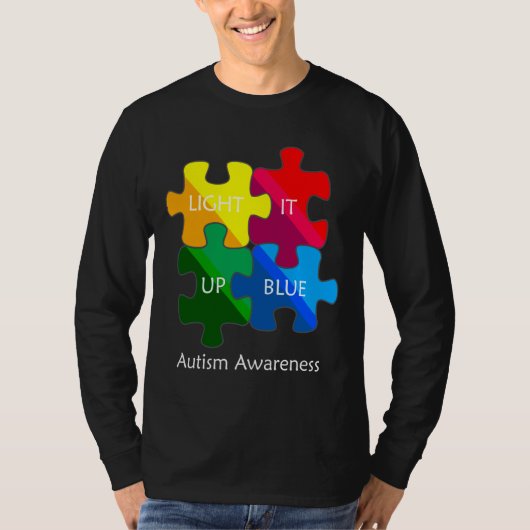 Licht het blauwe puzzelstukjes op voor autisme aut t-shirt (Voorkant)