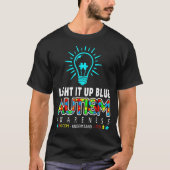 Licht het blauwe T-shirt voor autisme op (Voorkant)