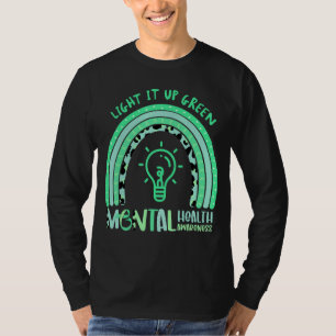 Licht het groene bewustzijn voor geestelijke gezon t-shirt