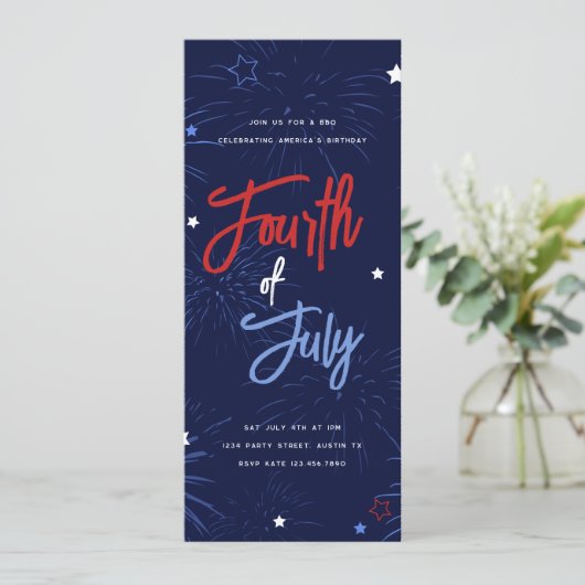 Licht het luchtruim op 4e juli van de partij kaart (Staand voorkant)