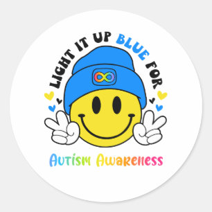 Licht het op Blauw voor autisme Ronde Sticker