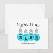 Licht het op Blauwe Autisme Bewustmakingspremie T- Briefkaart (Voorkant / Achterkant)