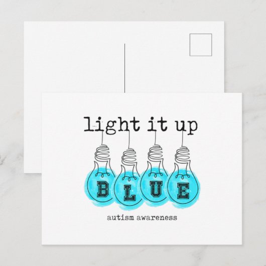 Licht het op Blauwe Autisme Bewustmakingspremie T- Briefkaart (Voorkant / Achterkant)
