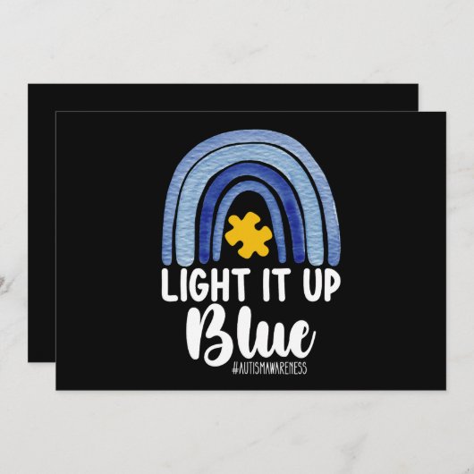 Licht het op Blauwe Regenboog Autisme Bewustzijnsf Kaart (Voorkant / Achterkant)