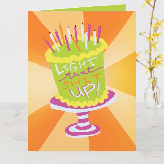 Licht het op Grappige Verjaardag Kaart (Gele Bloem)