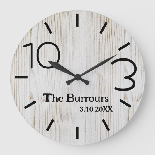 Licht Hout Eenvoudig Nummer Familienaam Aangepast Grote Klok (Voorkant)