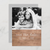 Licht Hout SAVE DE DATUM Rustieke Trouwfoto Aankondigingskaart (Voorkant / Achterkant)